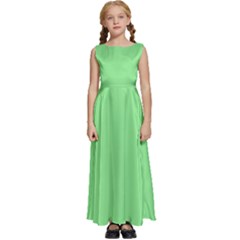 Color Light Green Kids  Satin Sleeveless Maxi Dress