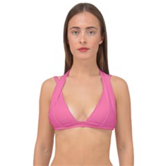 Color French Pink Double Strap Halter Bikini Top by Kultjers