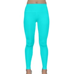 Color Aqua / Cyan Lightweight Velour Classic Yoga Leggings