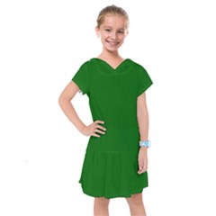 Color Dark Green Kids  Drop Waist Dress by Kultjers