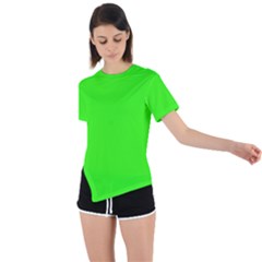 Color Neon Green Asymmetrical Short Sleeve Sports Tee