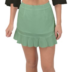 Color Dark Sea Green Fishtail Mini Chiffon Skirt by Kultjers