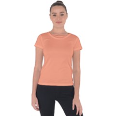 Color Light Salmon Short Sleeve Sports Top  by Kultjers