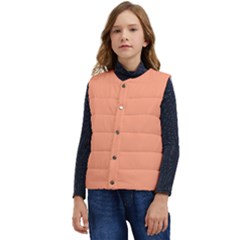 Color Light Salmon Kid s Short Button Up Puffer Vest	 by Kultjers