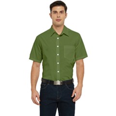 Color Dark Olive Green Men s Short Sleeve Pocket Shirt 