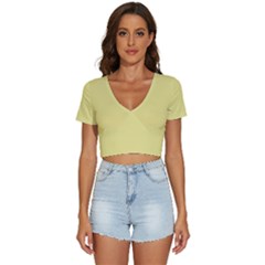 Color Khaki V-neck Crop Top by Kultjers