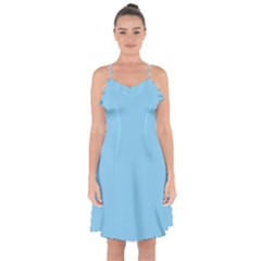 Color Baby Blue Ruffle Detail Chiffon Dress by Kultjers