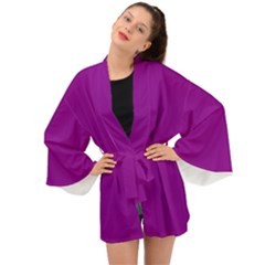 Color Dark Magenta Long Sleeve Kimono