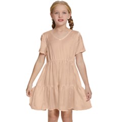 Color Apricot Kids  Short Sleeve Tiered Mini Dress