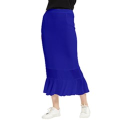 Color Dark Blue Maxi Fishtail Chiffon Skirt by Kultjers