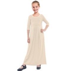 Color Blanched Almond Kids  Quarter Sleeve Maxi Dress by Kultjers