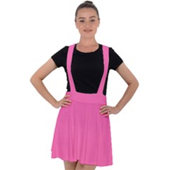 Color Hotpink Velvet Suspender Skater Skirt by Kultjers