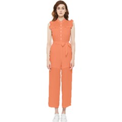 Color Coral Women s Frill Top Chiffon Jumpsuit by Kultjers