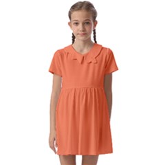 Color Coral Kids  Asymmetric Collar Dress by Kultjers