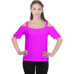 Color Fuchsia / Magenta Cutout Shoulder Tee