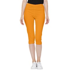 Color Dark Orange Inside Out Lightweight Velour Capri Leggings  by Kultjers