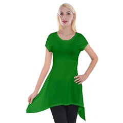 Color Green Short Sleeve Side Drop Tunic