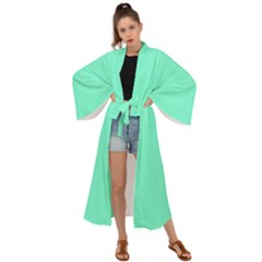Color Aquamarine Maxi Kimono
