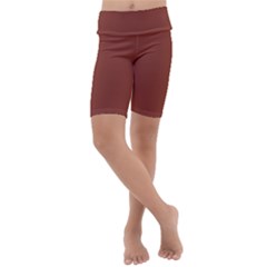 Color Chestnut Kids  Lightweight Velour Cropped Yoga Leggings by Kultjers