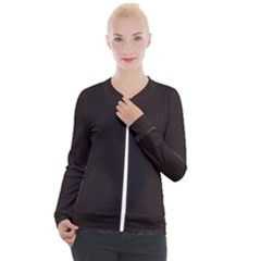 Color Licorice Casual Zip Up Jacket