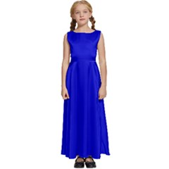 Color Medium Blue Kids  Satin Sleeveless Maxi Dress