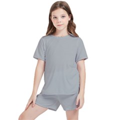 Color Dark Grey Kids  Tee And Sports Shorts Set