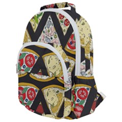 Vector-seamless-pattern-with-italian-pizza-top-view Rounded Multi Pocket Backpack by Pakemis