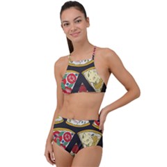 Vector-seamless-pattern-with-italian-pizza-top-view High Waist Tankini Set by Pakemis