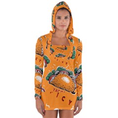 Seamless Pattern With Taco Long Sleeve Hooded T-shirt by Pakemis