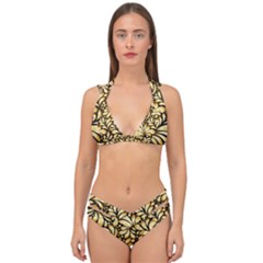 Damask-teardrop-gold-ornament-seamless-pattern Double Strap Halter Bikini Set by Pakemis