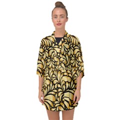 Damask-teardrop-gold-ornament-seamless-pattern Half Sleeve Chiffon Kimono by Pakemis