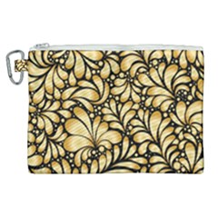 Damask-teardrop-gold-ornament-seamless-pattern Canvas Cosmetic Bag (xl) by Pakemis