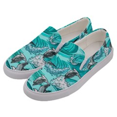 Sea-waves-seamless-pattern Men s Canvas Slip Ons