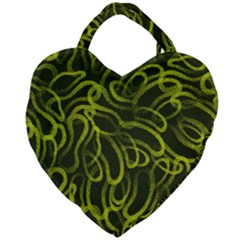 Green-abstract-stippled-repetitive-fashion-seamless-pattern Giant Heart Shaped Tote by Pakemis
