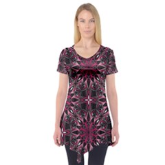 Seamless-pattern-with-flowers-oriental-style-mandala Short Sleeve Tunic  by Pakemis