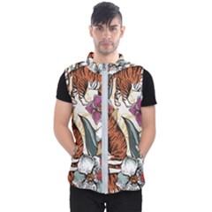 Natural-seamless-pattern-with-tiger-blooming-orchid Men s Puffer Vest