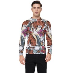 Natural-seamless-pattern-with-tiger-blooming-orchid Men s Long Sleeve Rash Guard