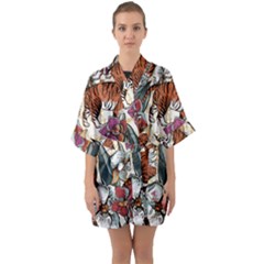 Natural-seamless-pattern-with-tiger-blooming-orchid Half Sleeve Satin Kimono 