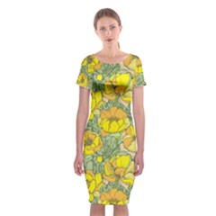 Seamless-pattern-with-graphic-spring-flowers Classic Short Sleeve Midi Dress