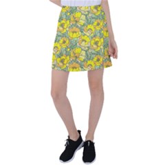 Seamless-pattern-with-graphic-spring-flowers Tennis Skirt