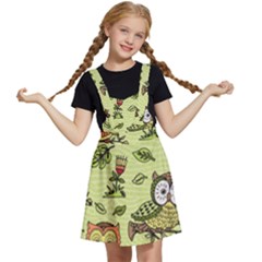 Seamless-pattern-with-flowers-owls Kids  Apron Dress by Pakemis