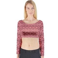 Pink-art-with-abstract-seamless-flaming-pattern Long Sleeve Crop Top by Pakemis