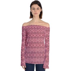 Pink-art-with-abstract-seamless-flaming-pattern Off Shoulder Long Sleeve Top by Pakemis