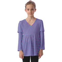 Pattern Kids  V Neck Casual Top by gasi