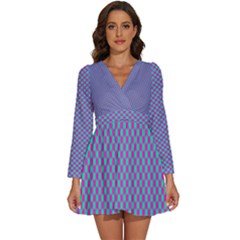 Pattern Long Sleeve V-neck Chiffon Dress  by gasi