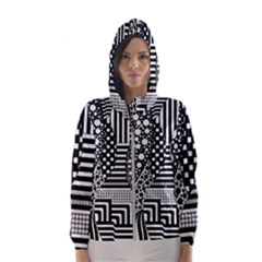 Black And White Women s Hooded Windbreaker by gasi