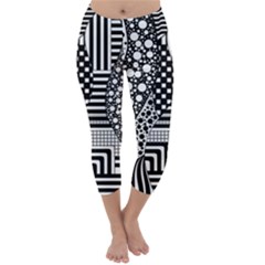 Black And White Capri Winter Leggings 