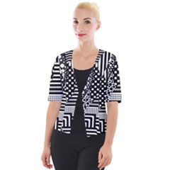 Black And White Cropped Button Cardigan by gasi