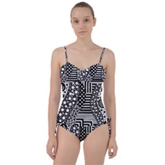 Black And White Sweetheart Tankini Set