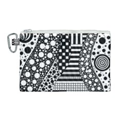 Black And White Canvas Cosmetic Bag (large)